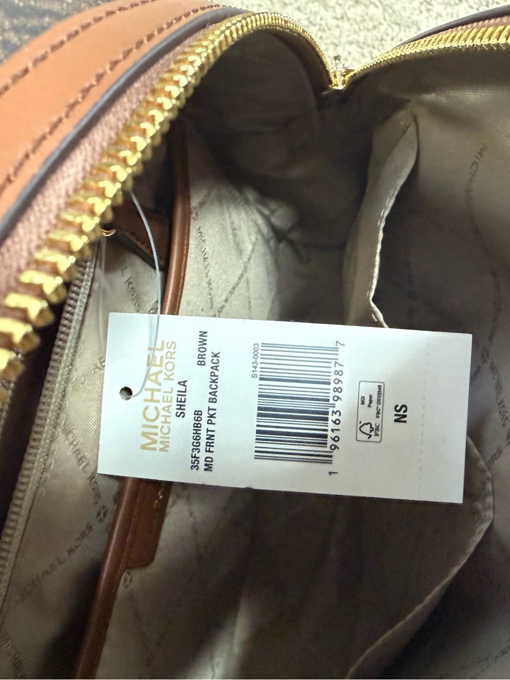 Michael Kors Brown Sheila Leather Backpack with Gold Hardware NWT
